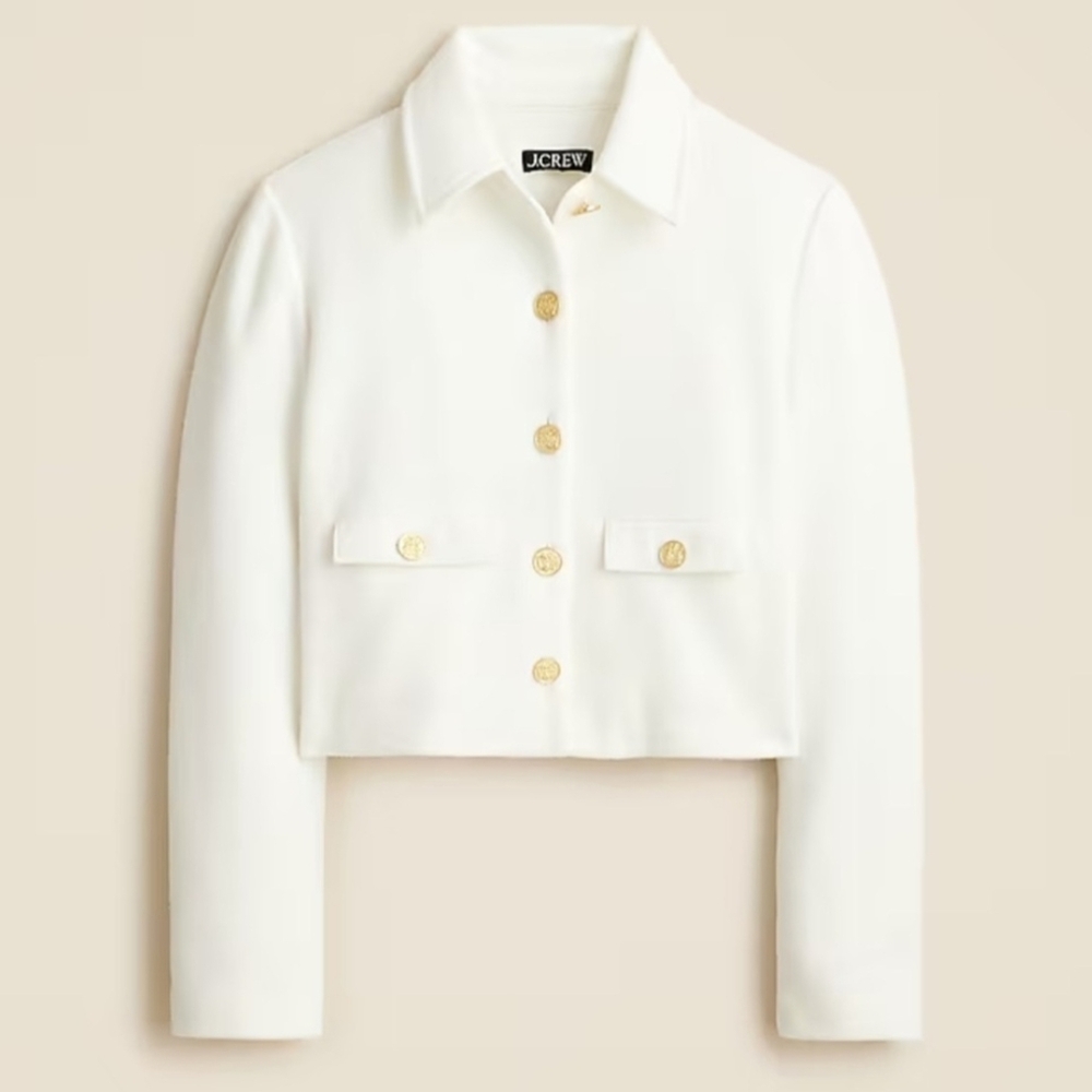 J. Crew Women's White Jacket with Gold Buttons